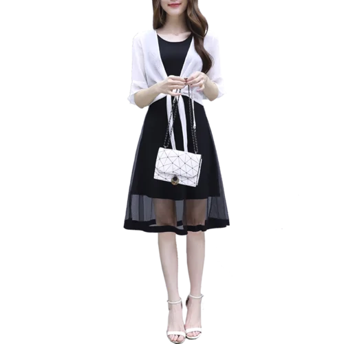 Летние женские комплекты одежды белый темперамент шифоновый солнцезащитный