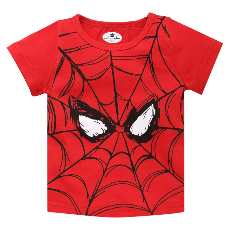 Детская футболка с машинками Disney одежда Человека-паука летняя хлопковая