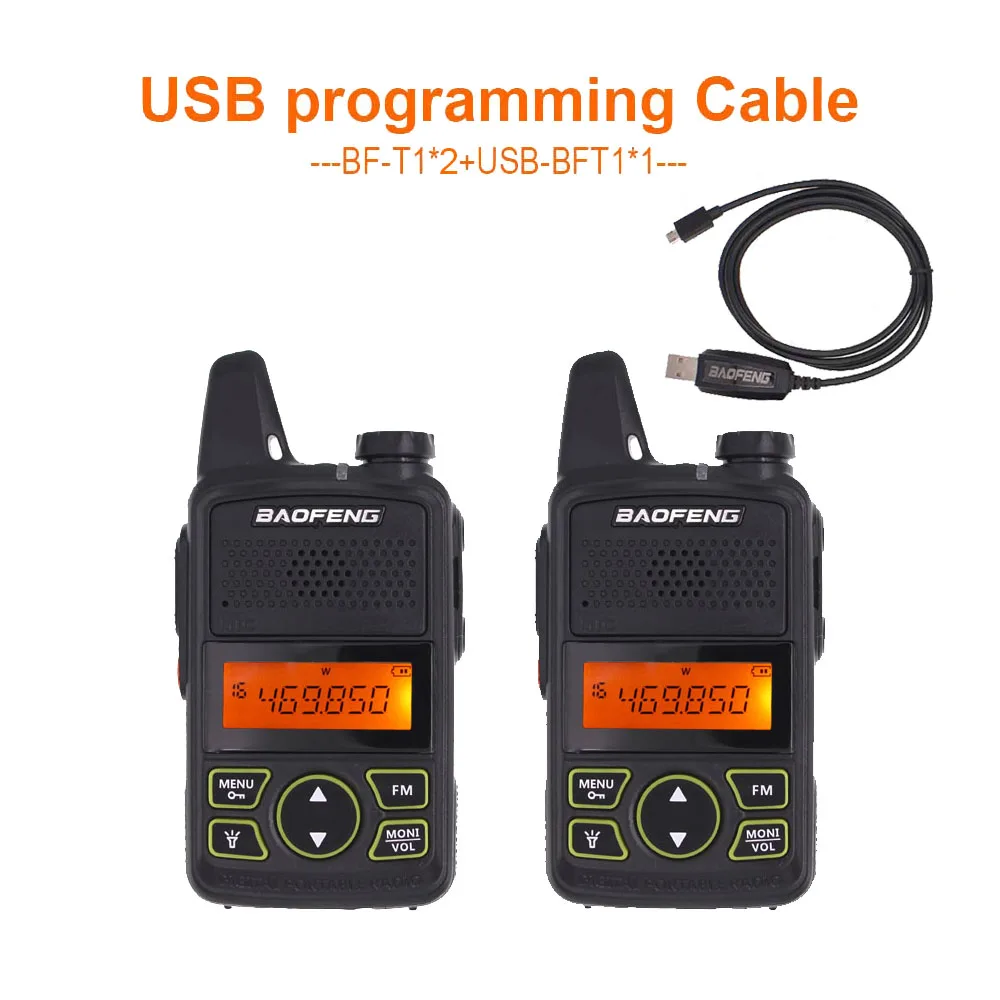 BT-T1-2pcs USB-1pcs 2 шт Baofeng BF-T1 портативная рация UHF 400-470MHZ двухстороннее радио Классический дизайн 0,5/1 W портативная ветчина радио Baofeng BFT1 - Цвет: BT-T1-2pcs USB-1pcs