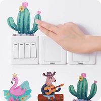 10 pcslot cute cartoon switch stickers self adhesive home wall decor stickers living room light socket stickers