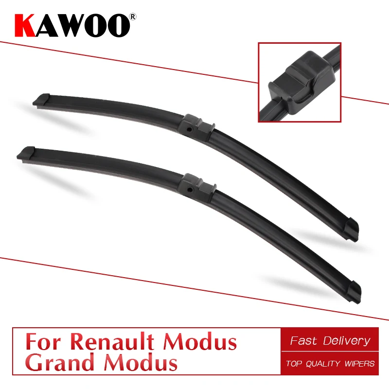 

KAWOO For Renault Modus/Grand Modus Car Rubber Wipers Blades 2004 2005 2006 2007 2008 2009 2010 2011 2012 2013 Fit Side Pin Arm