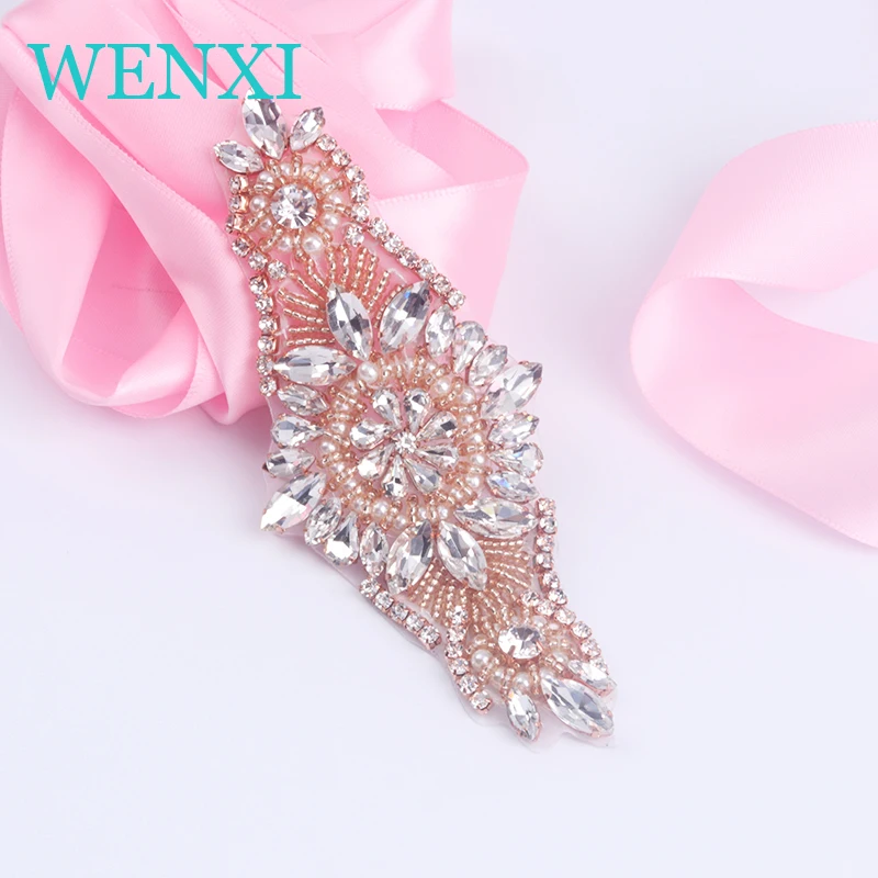 WENXI 30 шт. оптовая продажа ручная вышивка бисером для невесты розовое золото