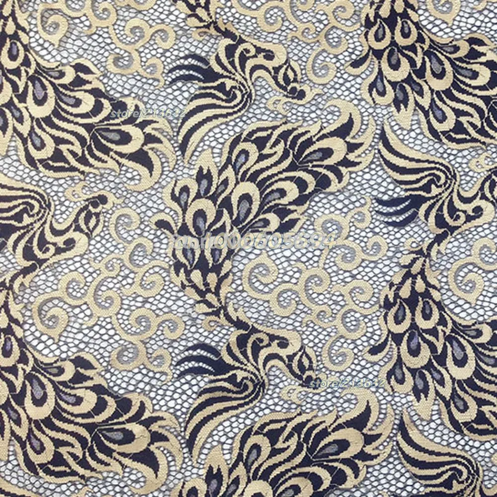 PQYY42 The peacock totem eyelet lace cloth heavy embroidery senior custom clothing fabrics african cord tecido feltro tela | Дом и сад