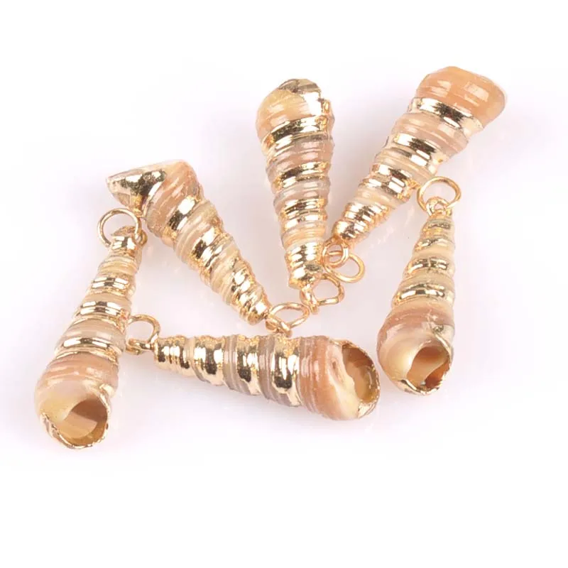 Ракушки спиральные позолоченные 21 25 мм 5 шт.|shell natural|shell diyshell gold pendant |