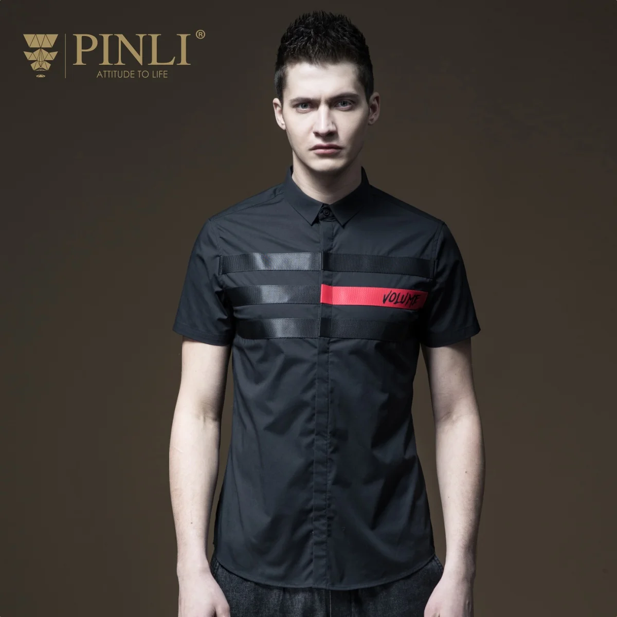 

Camisas Masculina Regular Camiseta Masculina Pinli Pin Li New Summer Men's Mown Ribbon Weaving Short Sleeve Shirt B182213265