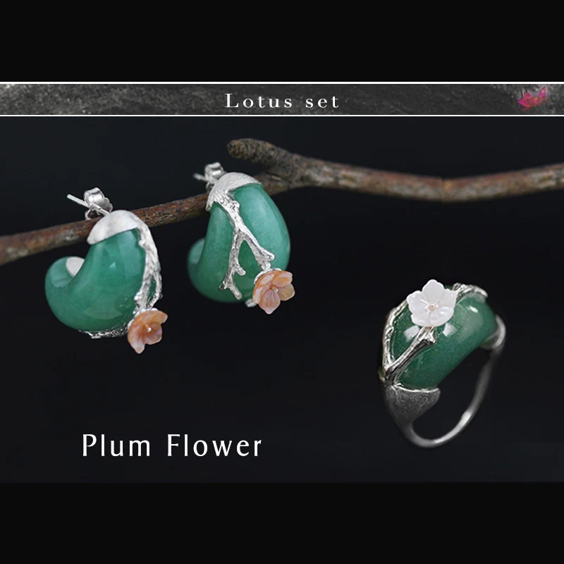 Женский ювелирный комплект из серебра 925 пробы с кольцом и серьгами|flower jewelry