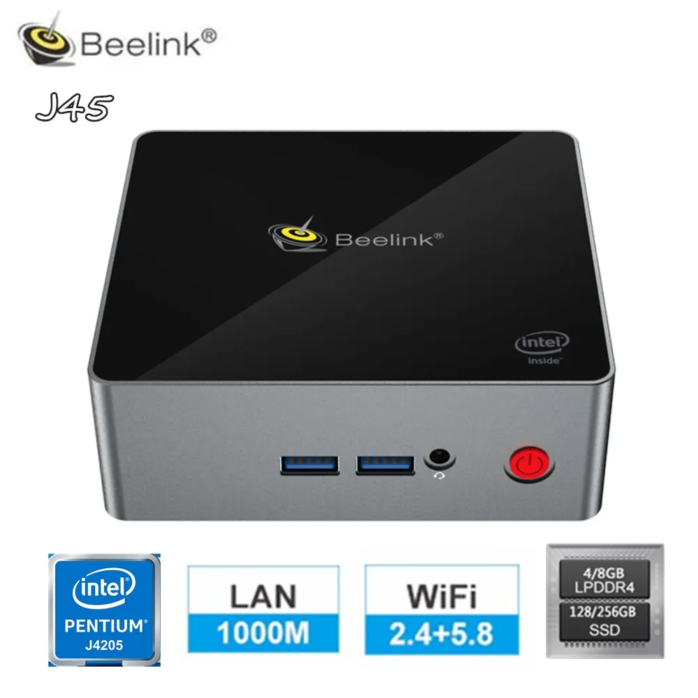 Beelink J45 мини ПК Intel Apollo Lake Pentium J4205 4 ядра 1000 Мбит/с 2 ГГц + 5 8 Wi Fi BT4.0 Media Player Поддержка K