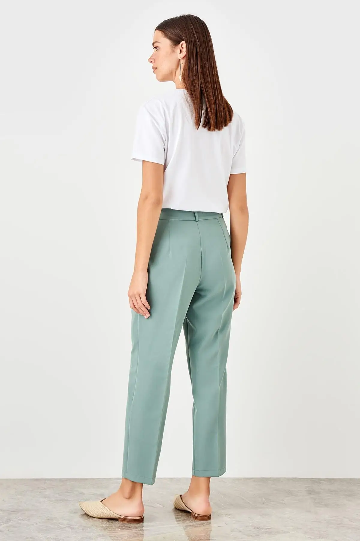 Trendyol мятный ремень Detaylu брюки TWOSS19XM0285