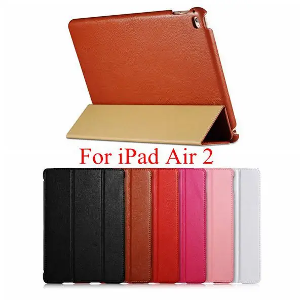 Чехол для ipad air 2, роскошный чехол из натуральной кожи для ipad air2, Модный чехол с текстурой личи для ipad air 2, черный, коричневый, розовый