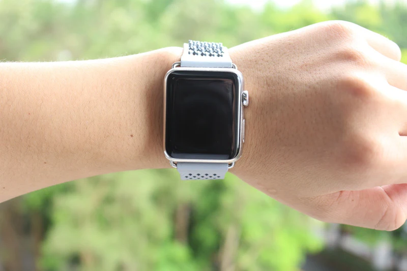 URVOI фторэластомер ремешок для apple watch series 1 2 3 ремешок для iWatch мягкий силиконовый сменный спортивный ремешок без пряжки дизайн