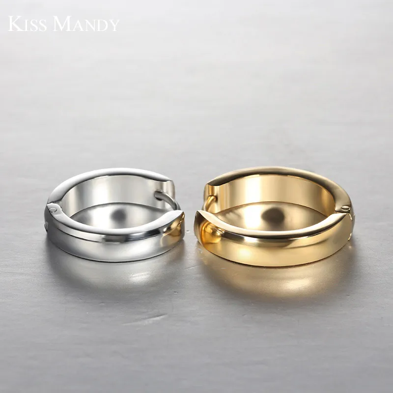Женские золотистые серьги кольца KISS MANDY из нержавеющей стали 316L высокого