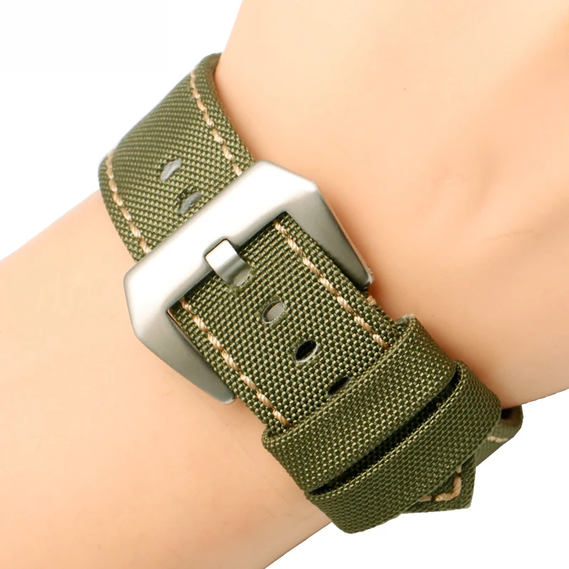 High quality Canvas watchband Genuine leathe bottom 20mm 22mm 24mm 26mm for PAM111 441 men watch bracelet | Наручные часы