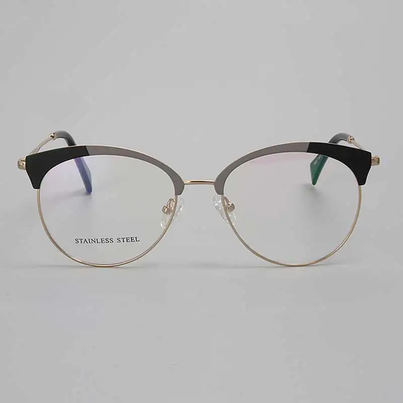 

YOUTOP Woman Round Stainless Steel Cat-eye Eyeglasses Optical Fashion Colorful Female Eyewear Prescription Glasses Frame S6817