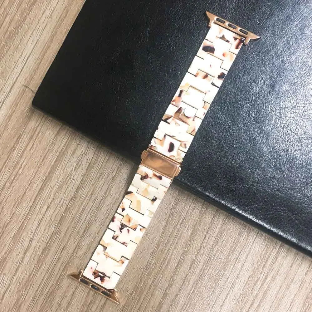 Смола watcband ремешок для наручных часов Apple Watch 4/5 44/40/38/42 мм браслет для наручных часов iwatch, ремешок Series 5 4 3 2 1 Керамика часы ремень аксессуарами - Цвет ремешка: H