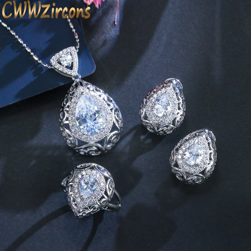 Комплект из колье серёг и кольца с фианитом|necklace earring|designer jewelry setjewelry sets |