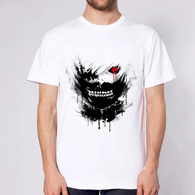 Лето 2017 аниме комикс футболка с изображением Кена канеки в темном стиле для