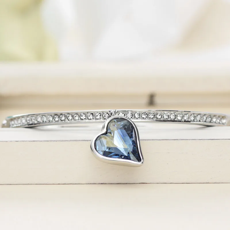 Neoglory австрийский кристалл и стразы очаровательный браслет с сердечком блестящий