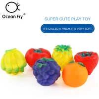 6pcsset baby bath toys fruit shape beach multi sensory tactile pinch training bath floating toy children kids gift dropshipping