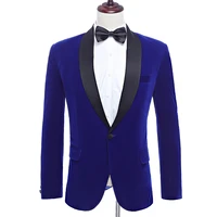 2019 new arrival shawl lapel royal blue velvet wedding groom suit jacket leisure blazer slim fit ropa de hombre men blazers