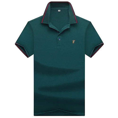 Dark green Поло de qualite superieure hauts et shirts Hommes Daffaires hommes marques Polo 3D broderie с отложным воротником col hommes Polo - Цвет: Dark green