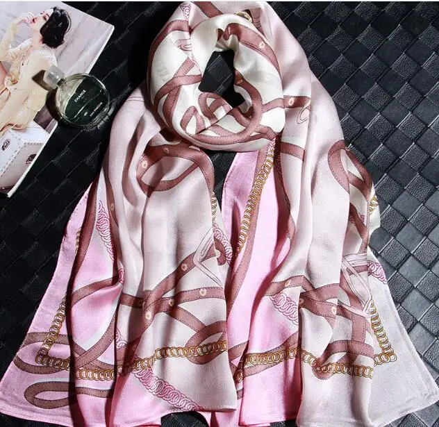 Naizaiga 100% шелк 180*65 см красивые розовые оранжевые синие женские шарфы-кольца
