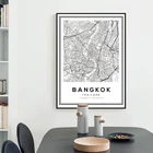 SURE LIFE Современная черная и белая городская карта Таиланда, дорожная холщовая картина, печатный плакат, настенные художественные картины для домашнего декора