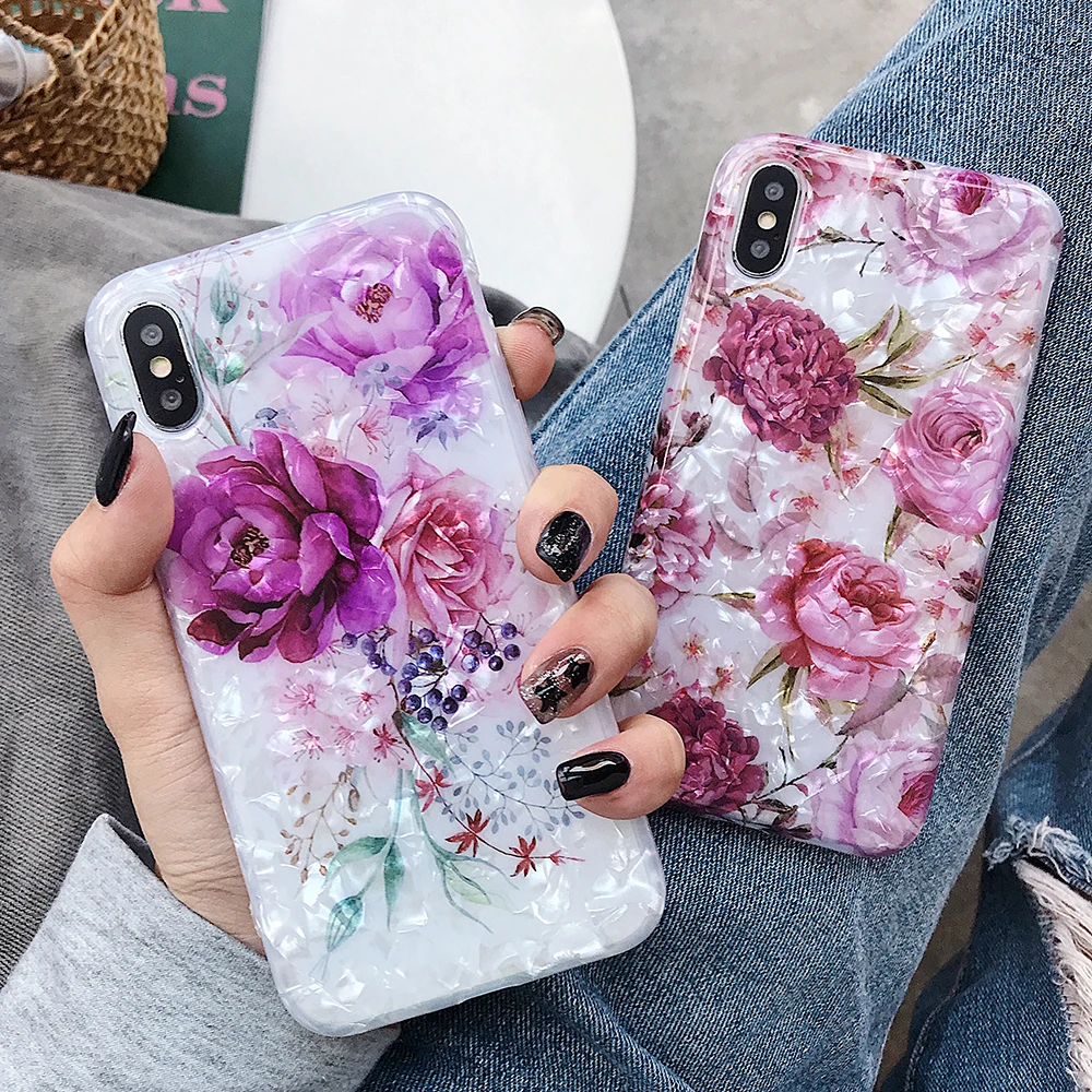 LOVECOM Ретро Цветочный кольцо стенд чехол для телефона для iPhone 11 Pro Max XR XS Max XS 7 8 6 Plus чехол мягкий IMD Dream Shell чехол для телефона
