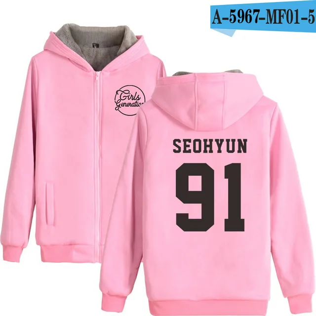 pink KPOP SNSD, зимняя толстовка с капюшоном для девочек, Флисовая теплая куртка-толстовка с длинным рукавом, толстовки на молнии, Толстовка для мужчин и женщин - Цвет: pink