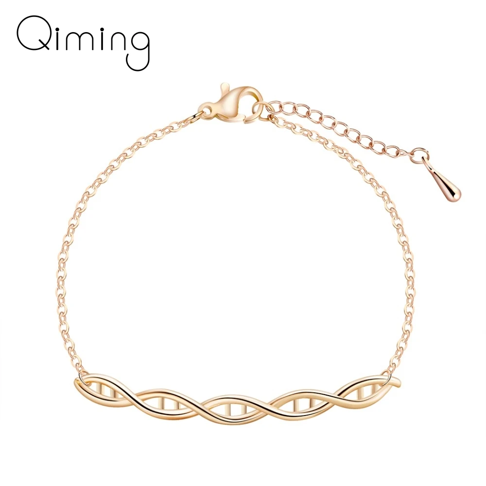 Женский браслет с Двойной спиралью DNA Science геометрический на цепочке формулой