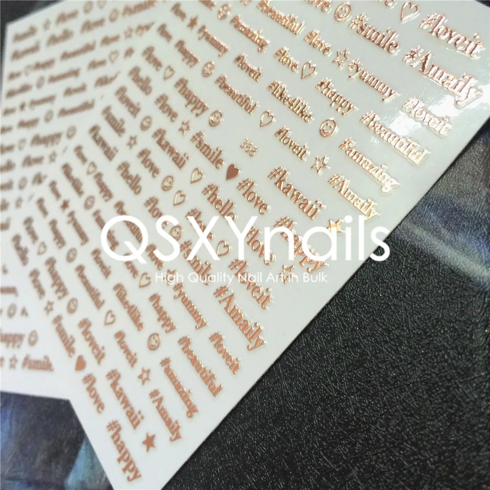 Hot 2pcs Rose Gold 3D Metal Letter Words Pattern Nail Art Sticker Adhesive Decals for Manicure Decoration | Красота и здоровье