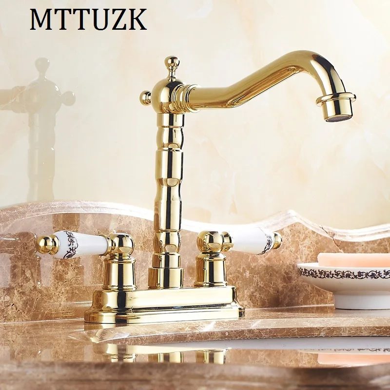 MTTUZK Европейский позолоченный латунный на бортике двойной керамики Крест Ручки