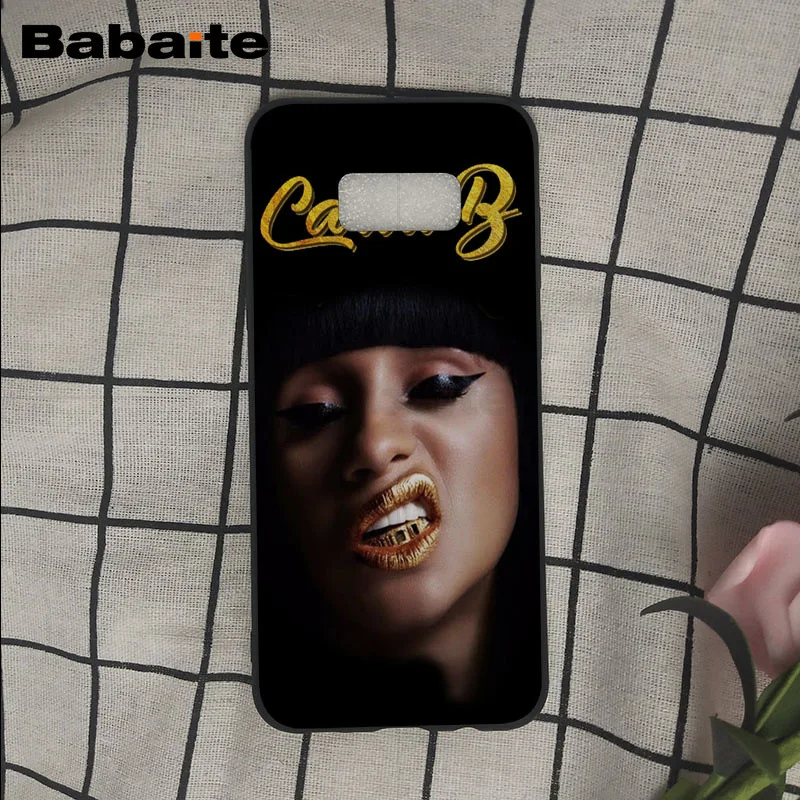 Модный Nova Cardi B язык тонкий силиконовый черный чехол для телефона Samsung Galaxy s9 s8 plus note