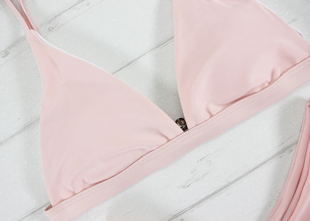 Новинка 2017 пикантное розовое однотонное бикини Floylyn купальник для ванной женские