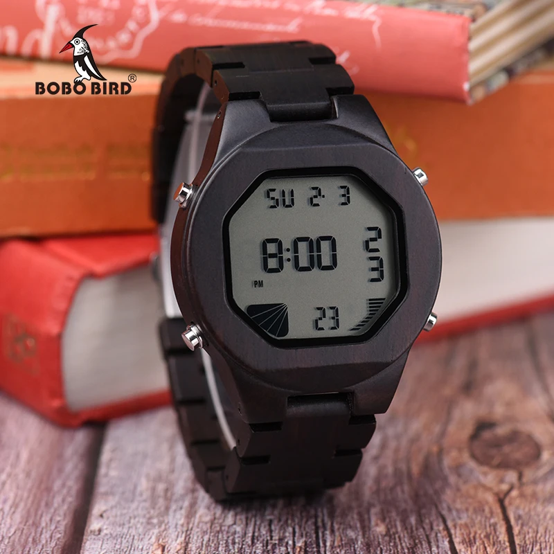 BOBO BIRD мужские роскошные Брендовые спортивные деревянные часы светодиодный