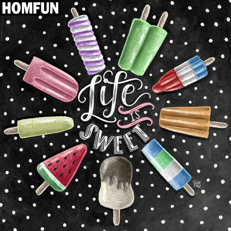 Алмазная живопись HOMFUN алмазная вышивка текст мороженого 5D сделай сам