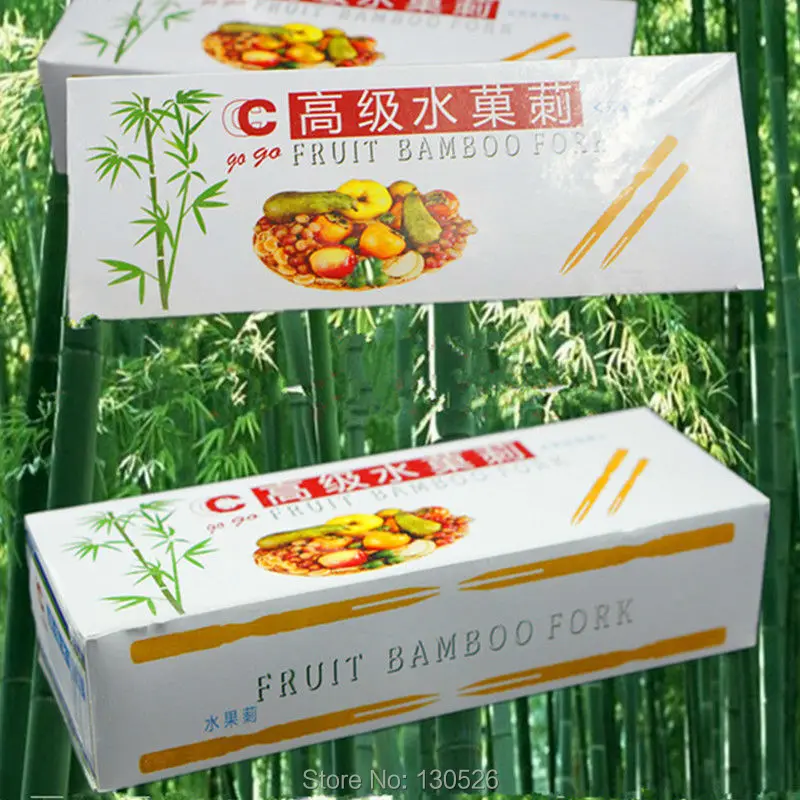 

Disposable Natural Bamboo Wood Fruit Fork Wooden Cafe Bar Restaurant Pub Party Supplies Kitchen Tools