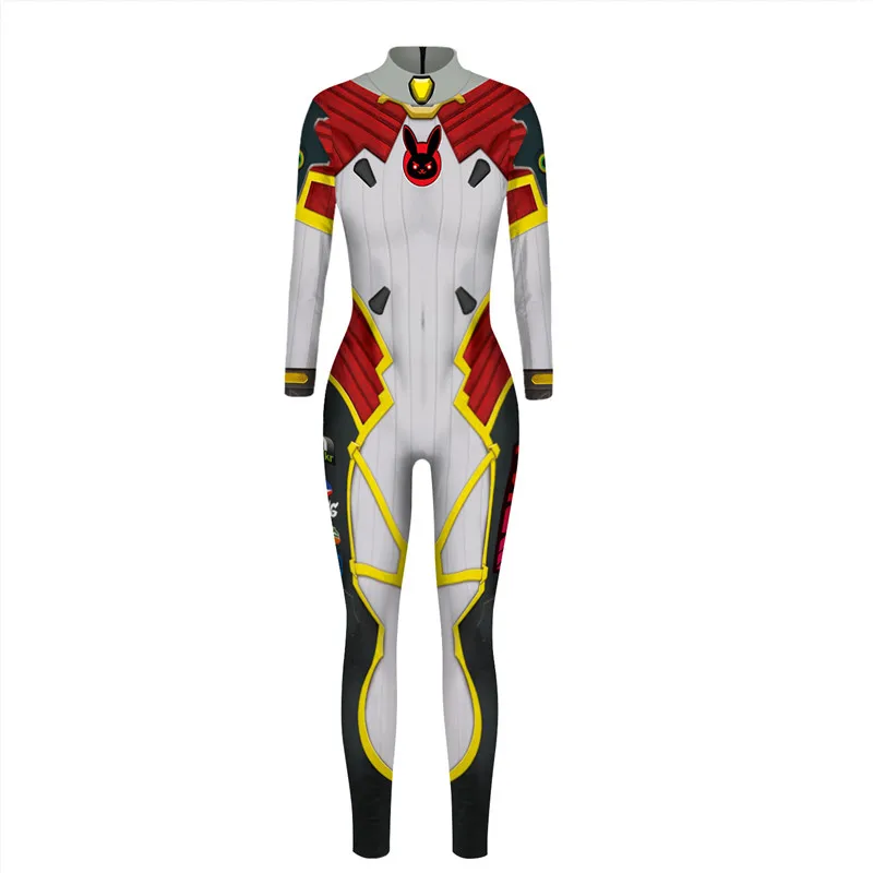 Высокое качество Косплей Overwatch DVA костюм спандекс полиэстер Zentai боди Женский полный тело Хэллоуин костюм C13301