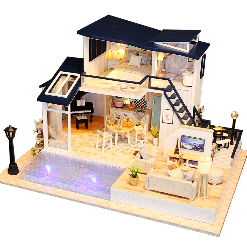 Кукольный дом деревянная мебель Diy миниатюрный дом собрать 3D Miniaturas кукольный домик головоломки наборы игрушки для детей подарок на день рождения