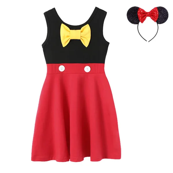 Mickey Sets Платье для маленьких девочек с изображением Микки Мауса; детские маскарадные костюмы Ариэль; летнее платье принцессы Белоснежки для маленьких девочек; костюмы Белль - Цвет: Mickey Sets