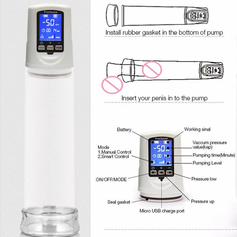 Жидкокристаллический Дисплей USB Аккумуляторная Увеличение Пениса Насос Мужчина