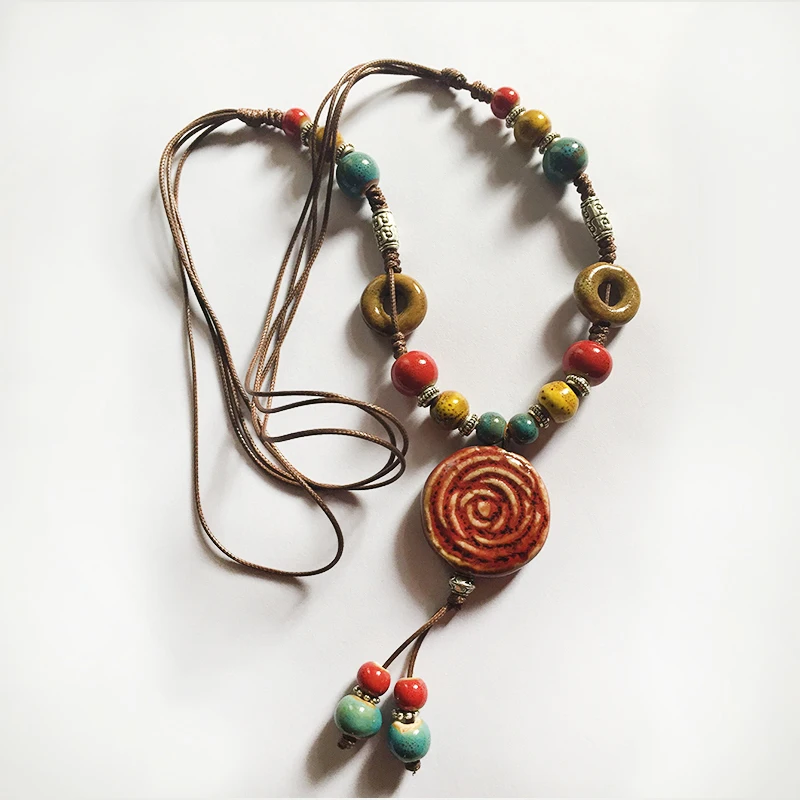 Винтаж Jewelry Подвеска себе Цепочки и ожерелья для женщин керамические только один