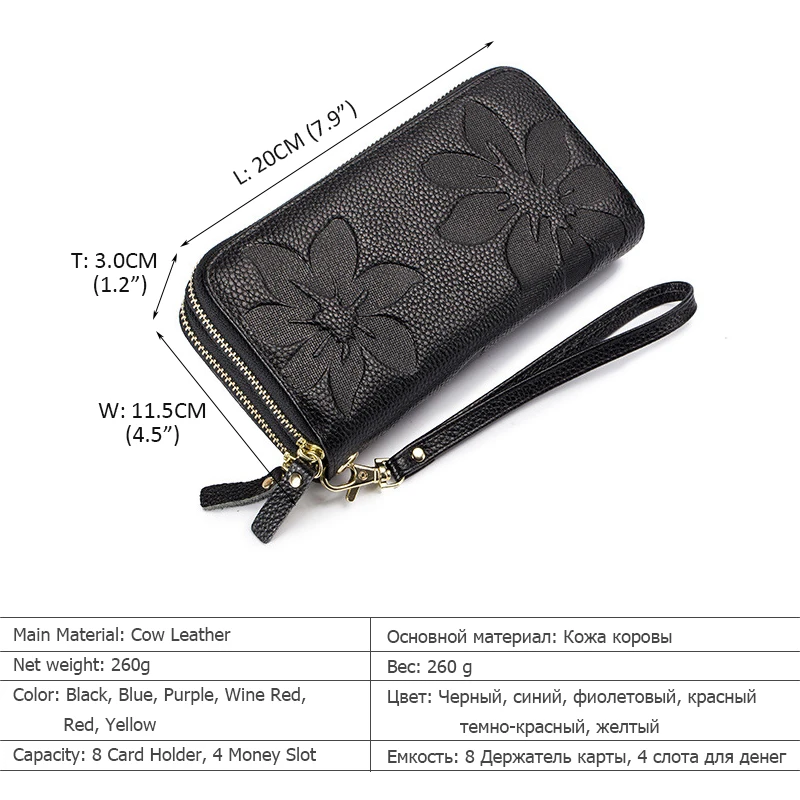 2018 новый двойной молнии из натуральной кожи женский кошелек для паспорта сумка