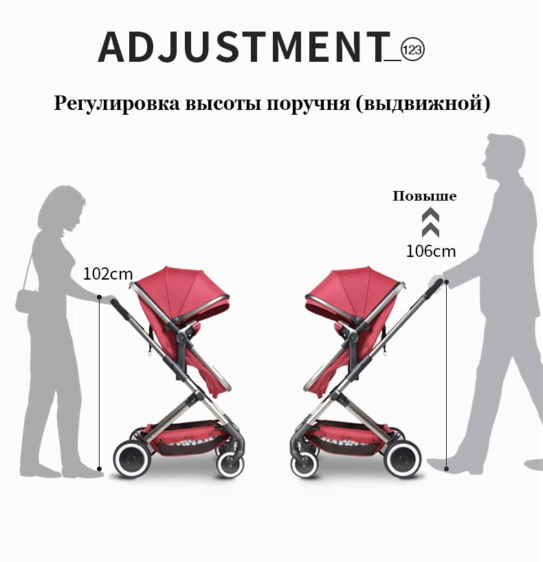 123 коляска детская 2 в 1 Высокий пейзаж коляска Двухнаправленная прогулочная коляска младенца складная переносная тележка