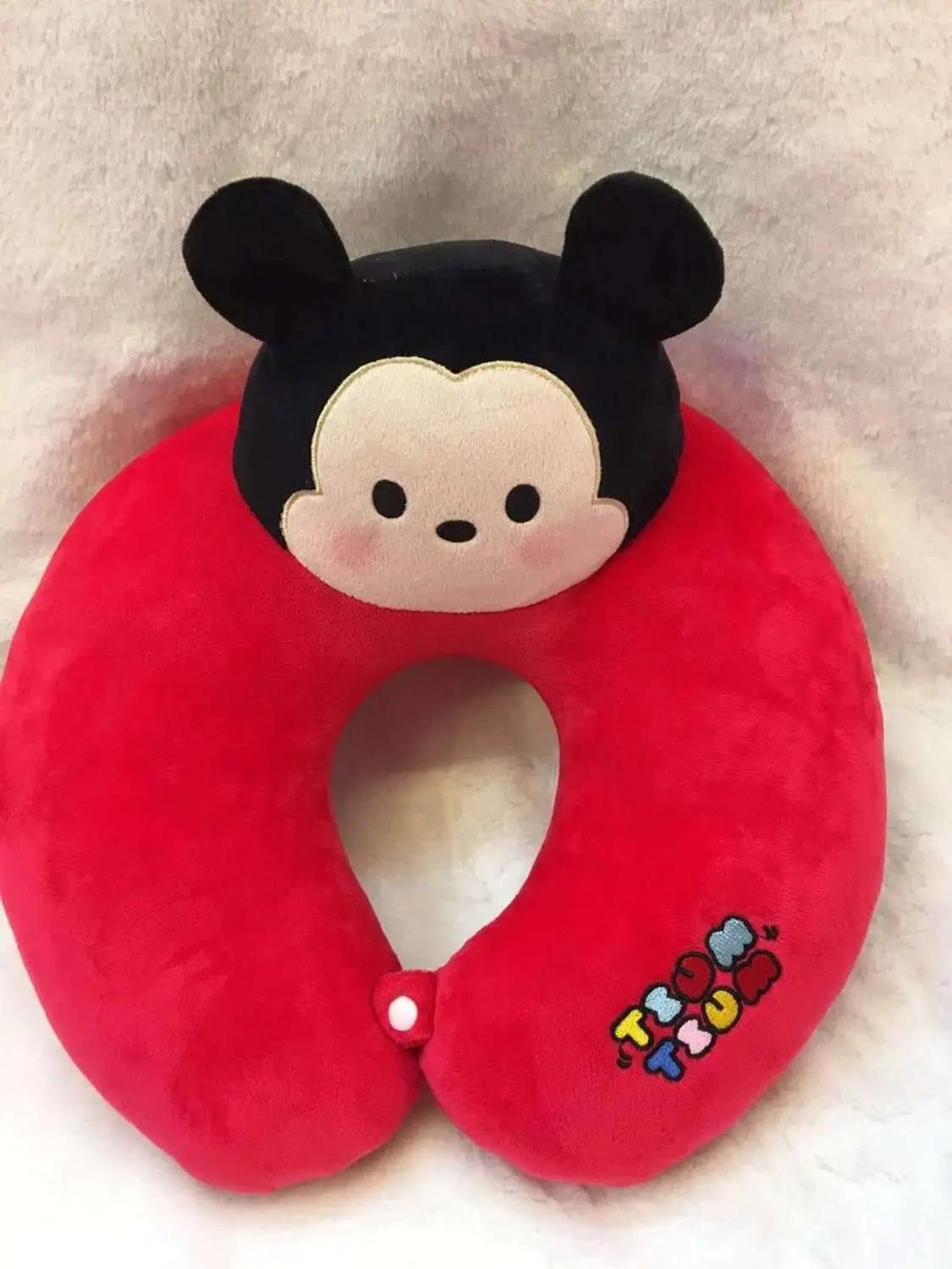 Disney Stitch Микки Минни Маус пух KT Tusm мультяшная u-образная подушка для вождения обеденная подушка для шеи подарок на день рождения 30x30 см - Цвет: 01