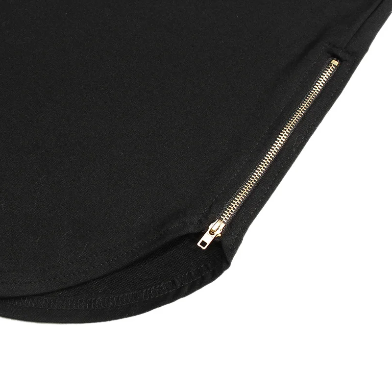 SHOKOTANO Mens Long Sleeve Solid T shirt Men Hipster Hip Hop Basic Curved Hem Side Zipper T-Shirt | Мужская одежда