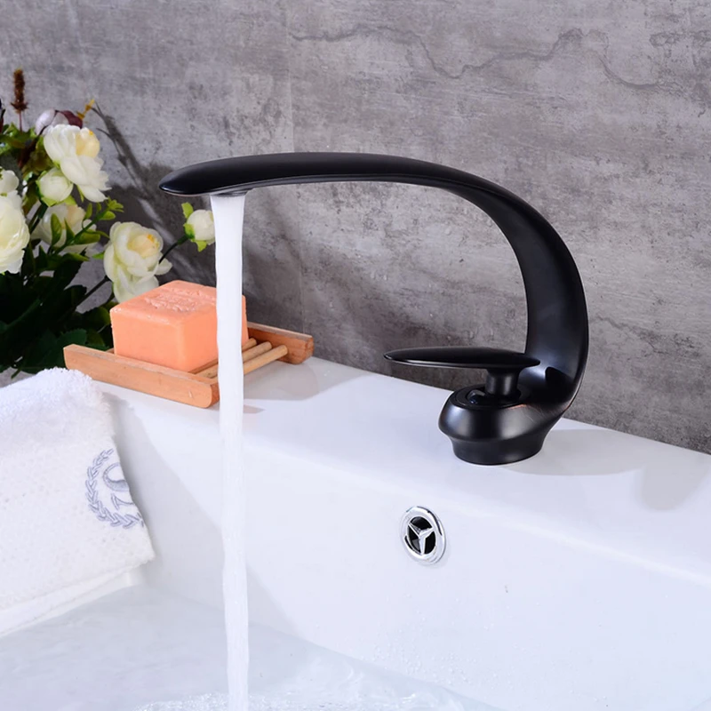 Латунный смеситель Hongdec для раковины кран ванной комнаты черного цвета с