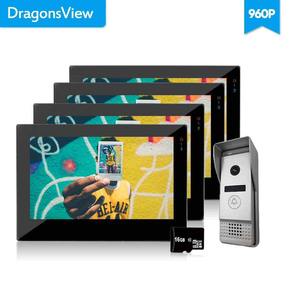 Dragonsview 7 дюймов проводное кольцо видео дверной звонок телефон домофон HD 960P 2 3 мм
