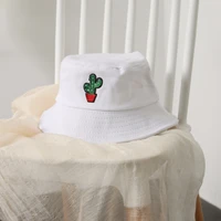 2018 embroidery cactus bucket hat unisex fashion bob caps hip hop gorros men summer cotton caps beach sun fishing bucket hat