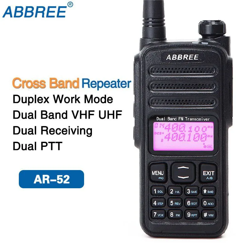 ABBREE AR 52 дуплекс ремешки крест накрест ретранслятор UHF VHF Dual Band 136 174/400 480 МГц