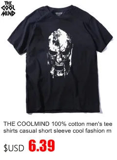 COOLMIND MO0118A с круглым вырезом, хлопок, трикотажная летняя уличная стильная повседневная мужская футболка с коротким рукавом, крутая свободная футболка, Мужская футболка